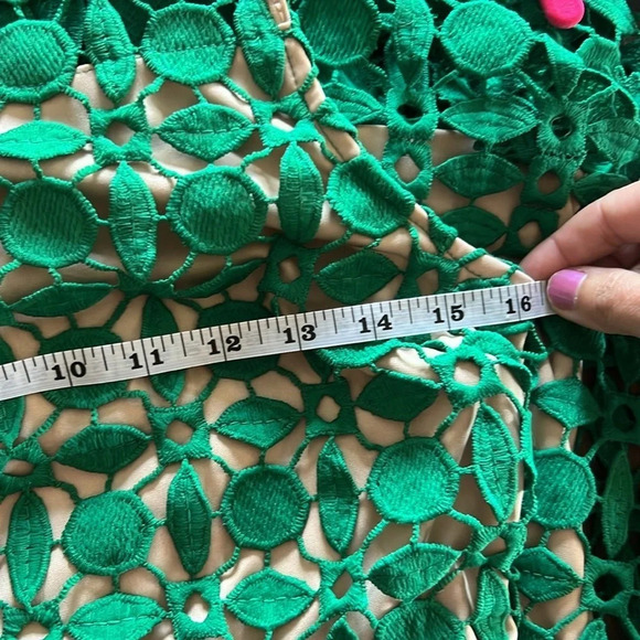 Ryan Michelle Dress Green Floral Lace - Picture 12 of 13